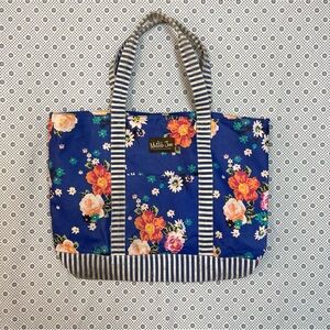 Bright Striped Summer Diaper Carry Matilda Jane Blue Floral Tote Bag